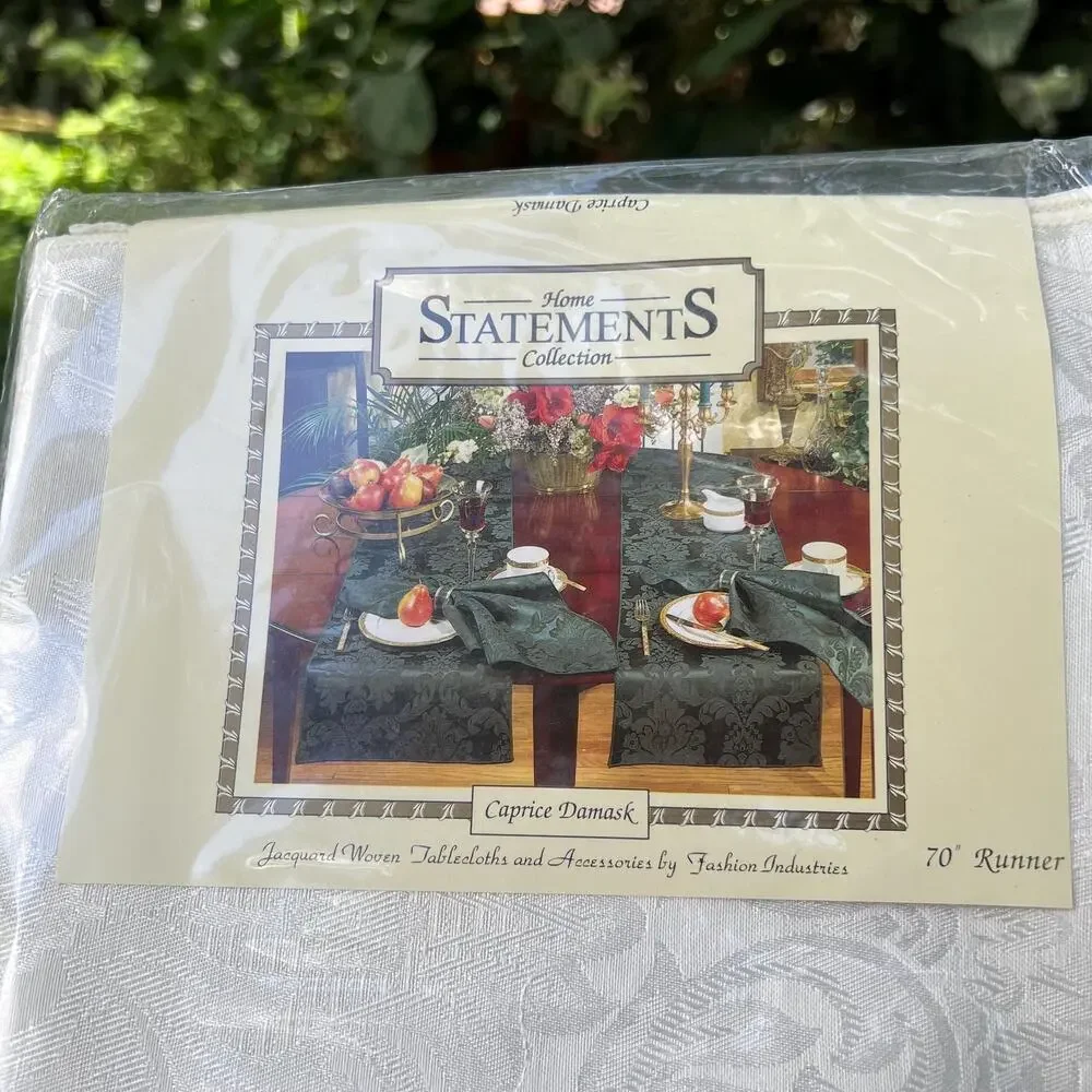 Caprice Damask Table Runner 70” Jacquard Woven Cotton New